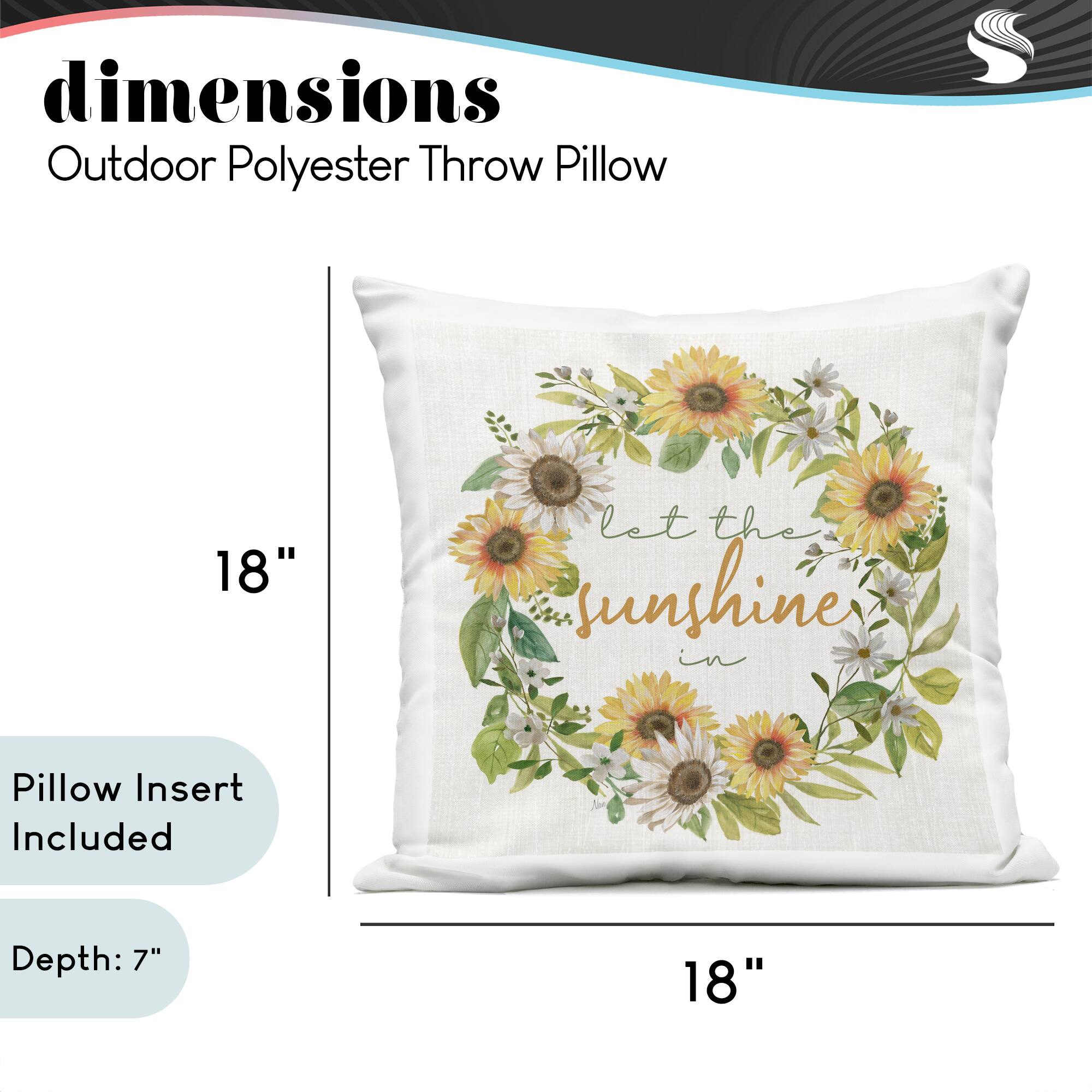 Stupell Industries 18" x 18" Let The Sunshine In Sunflowers Outdoor Print Throw Pillow